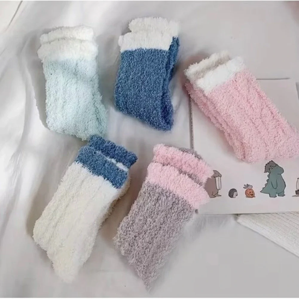 Fashion Fuzzy Thick Winter Socks One Size Cabin‎ Cozy Pastel 7 Pairs NEW
